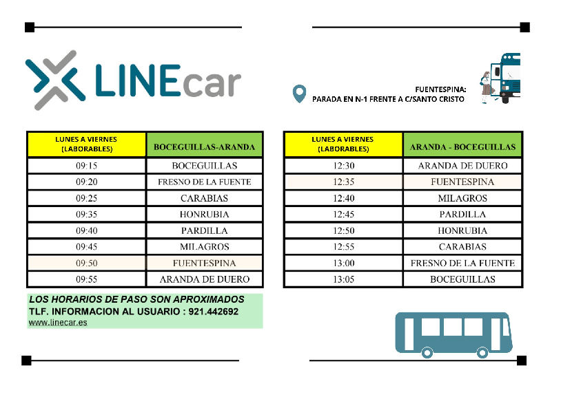 horario autobuses Aranda - Boceguillas